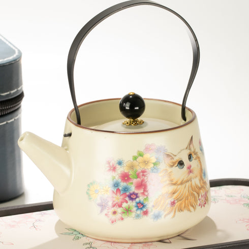 Travel Teapot Set with Two Cups - Cat Lover