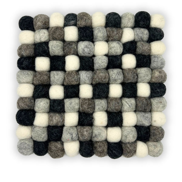 Felt Ball Square Placemat - Multi-Grey