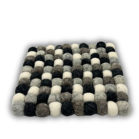 Felt Ball Square Placemat - Multi-Grey