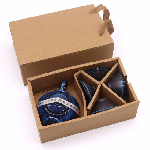 Herbal Blues Teapot Set - Pot with Four Cups