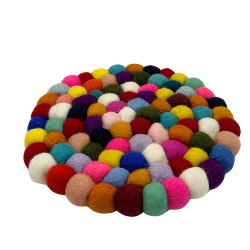 Felt Ball Round Placemat - Multi-Colour