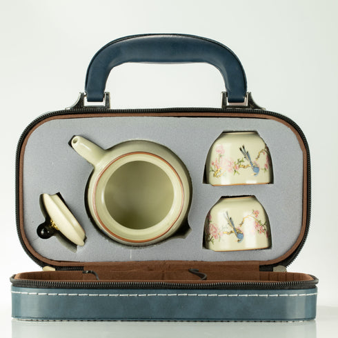 Travel Teapot Set with Two Cups - Blue Bird Qing Dynasty