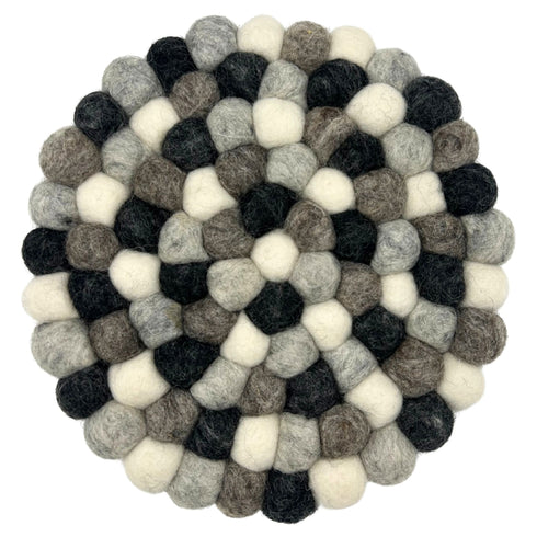 Felt Ball Round Placemat- Multi-Grey