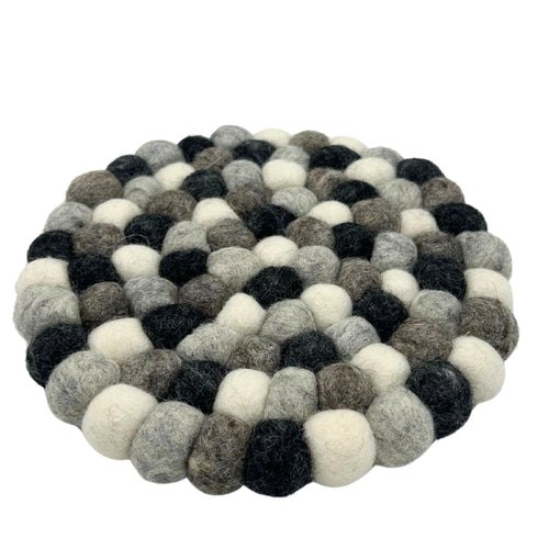 Felt Ball Round Placemat- Multi-Grey