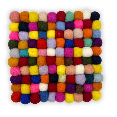 Felt Ball Square Placemat - Multi-Colour