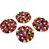 Felt Ball Round Coasters - Multi-Colour - Set of 4