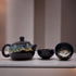 Herbal Black Glaze Teapot Set - Pot with Two Cups