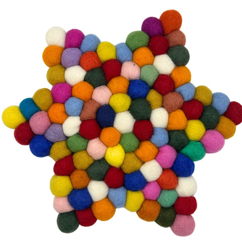 Felt Ball Star Centre Mat - Multi-Colour