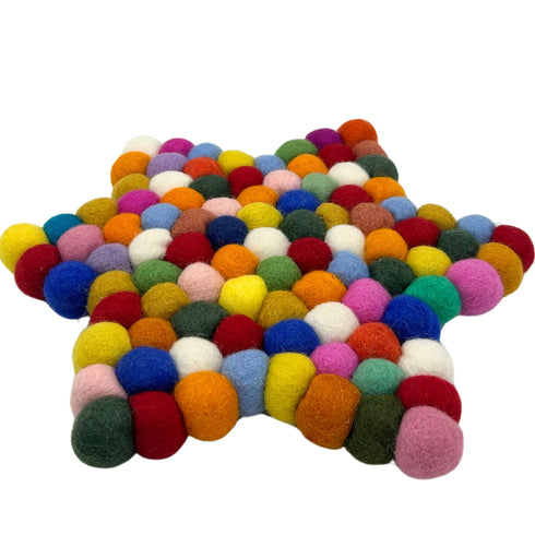 Felt Ball Star Centre Mat - Multi-Colour