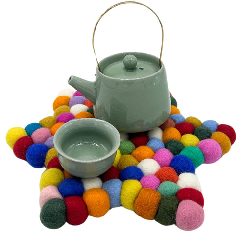 Felt Ball Star Centre Mat - Multi-Colour