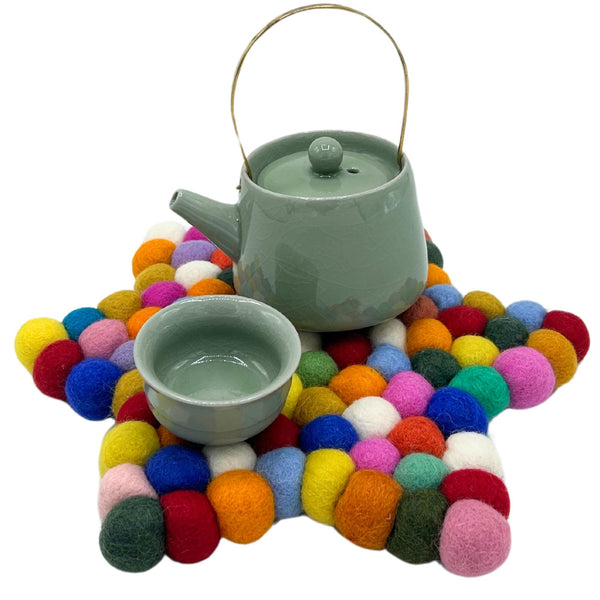 Felt Ball Star Centre Mat - Multi-Colour