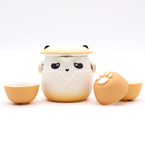 Panda Teapot Set with Three Cups - Orange