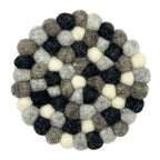 Felt Ball Round Coasters - Multi Grey colour (set of 4)