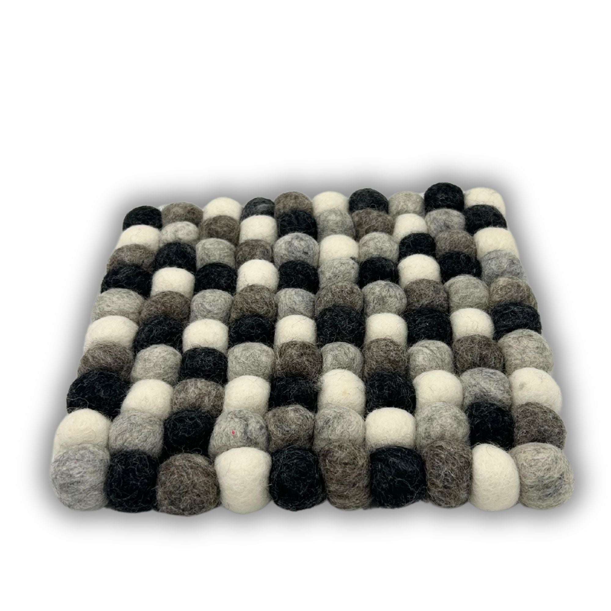 Felt Ball Square Placemat -Multi  Grey Colour