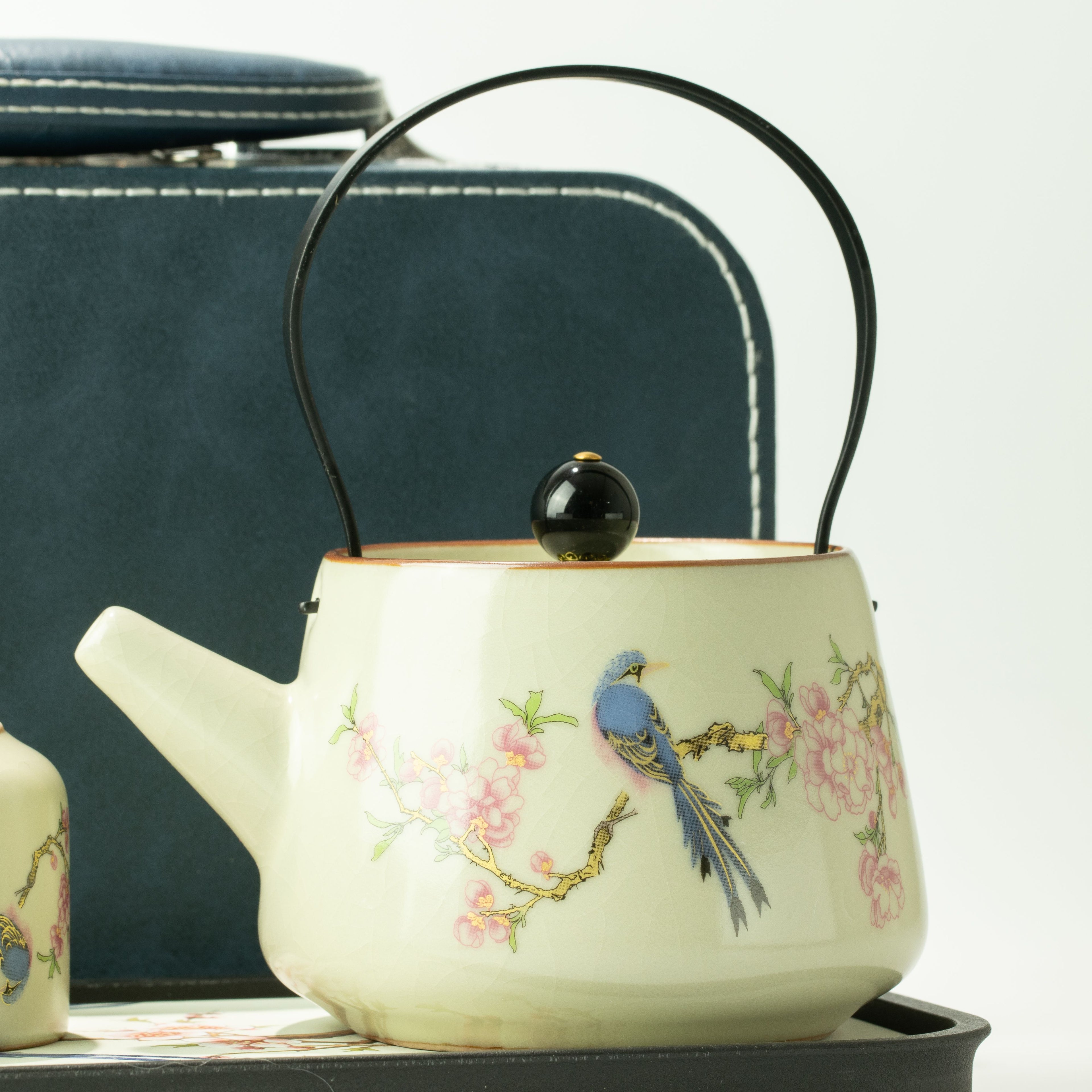 Travel Teapot Set & Two Cups - Blue Bird Qing Dynasty