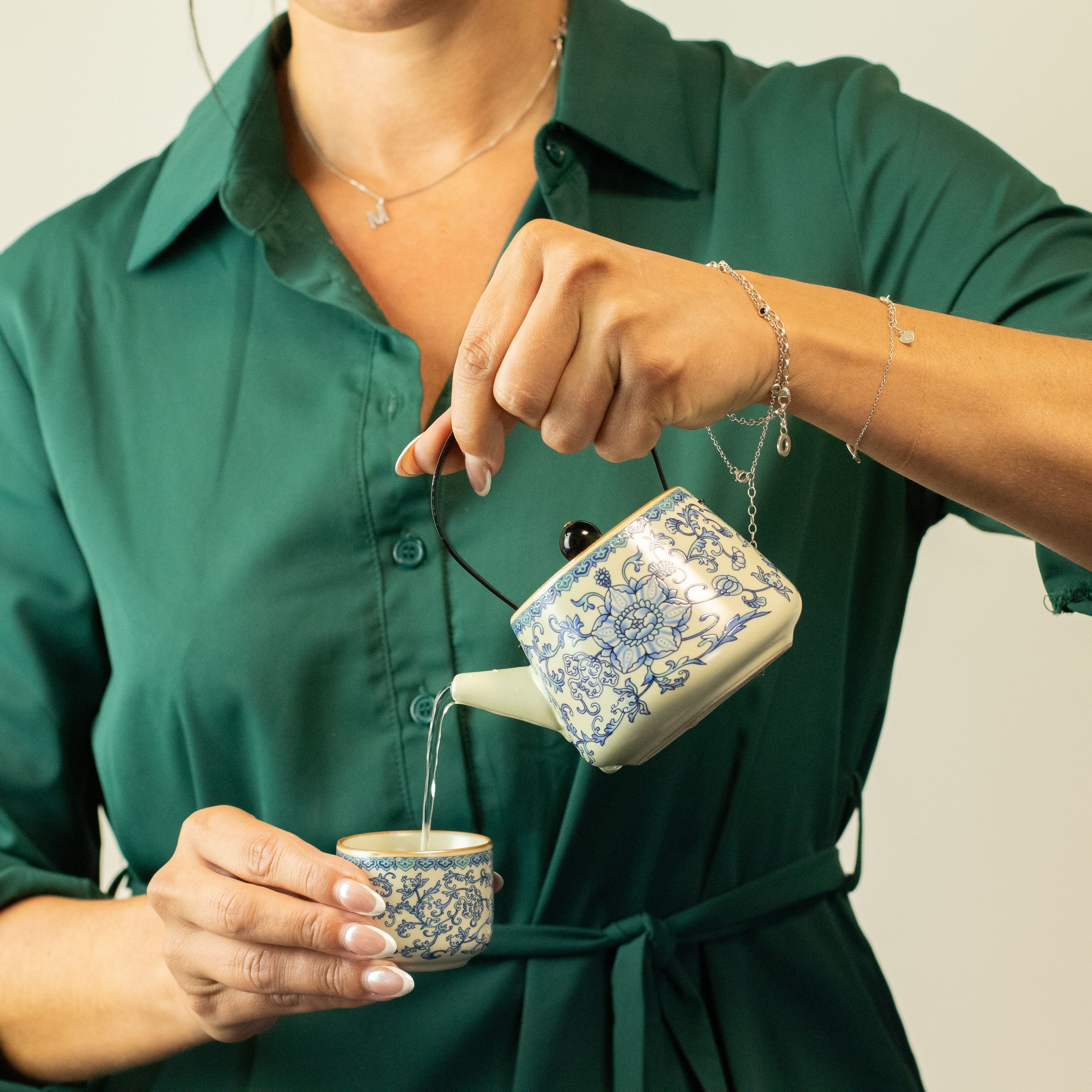 Travel Teapot Set & Two Cups - China Ru Blue
