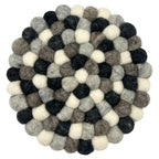 Felt Ball Round Placemat- Multi  Grey Colour