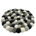 Felt Ball Round Placemat- Multi  Grey Colour