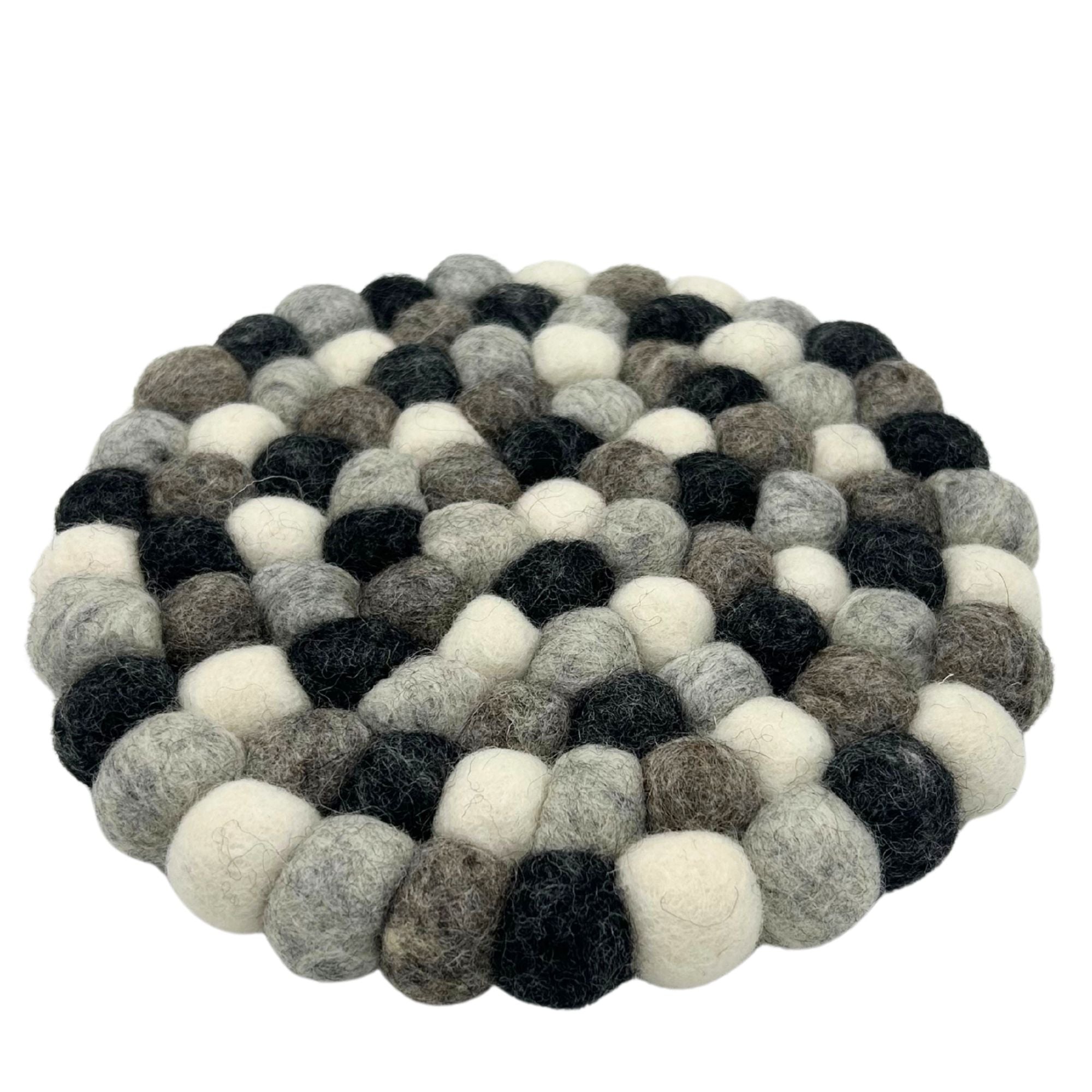 Felt Ball Round Placemat- Multi  Grey Colour