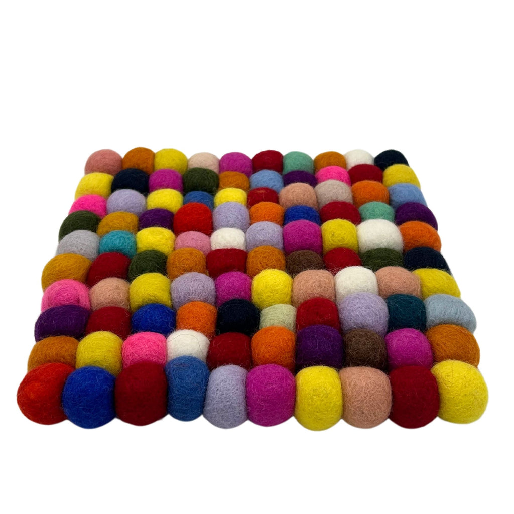 Felt Ball Square Placemat - Multi Colour